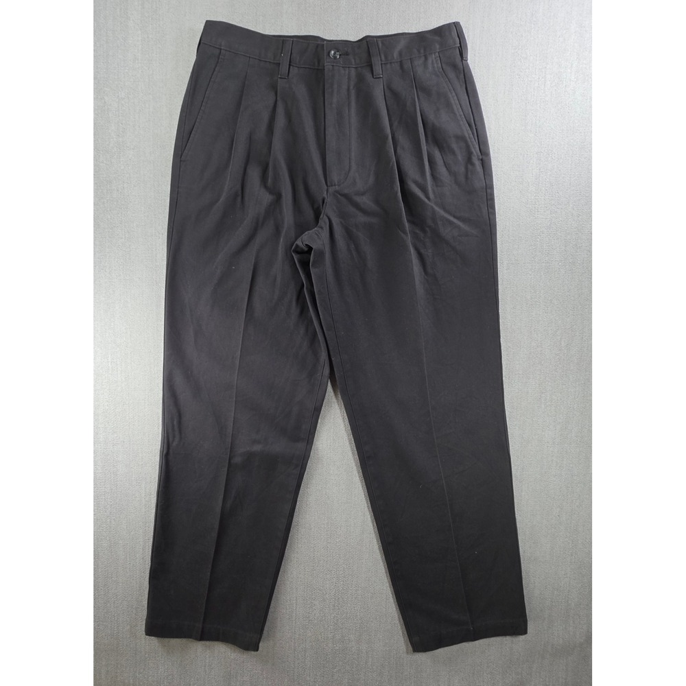 Cambridge Classics Chino Pants Mens 34x32 Black Pleated Front 100% Cotton